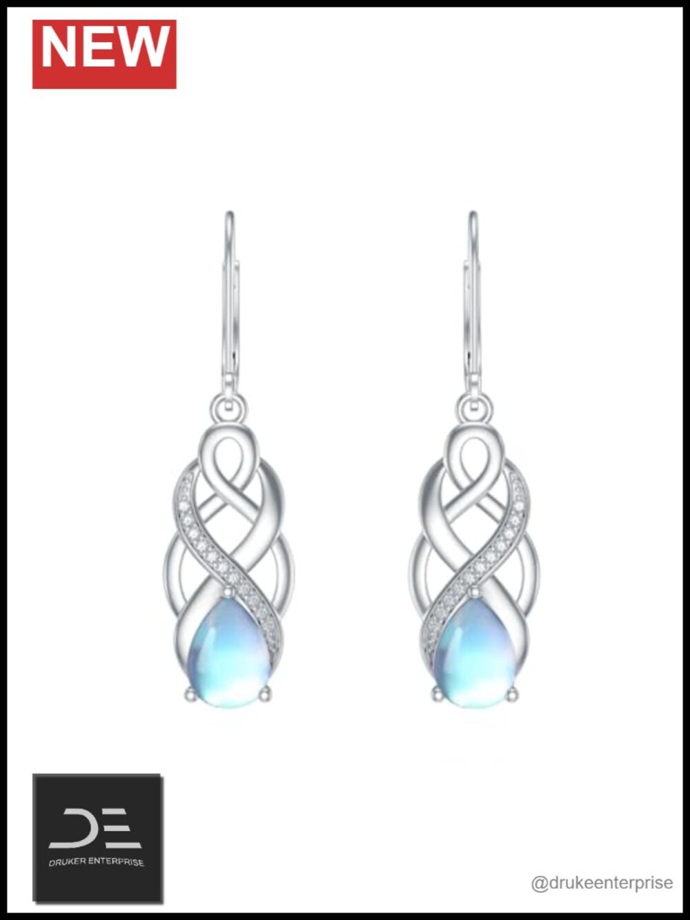 925 Sterling Silver Celtic Knot Birthstone Leverback Earrings